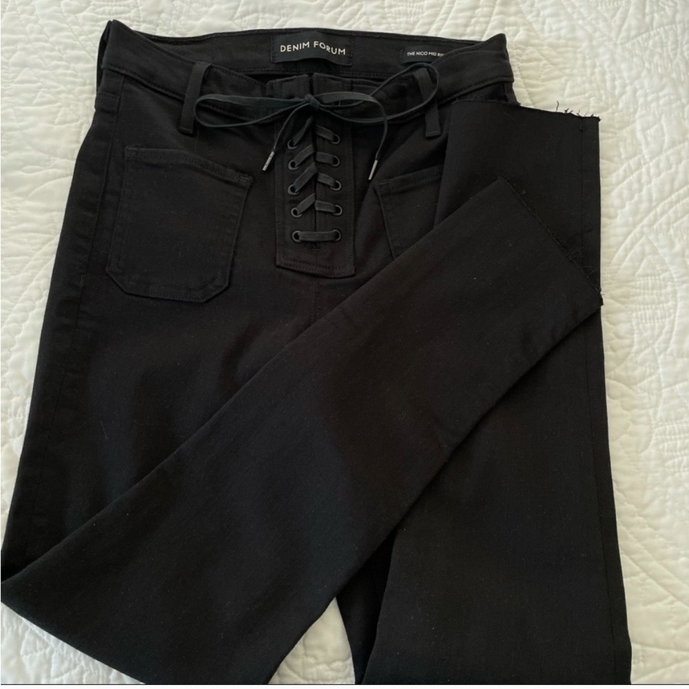 Denim Forum lace up crop jeans - Picture 1 of 4